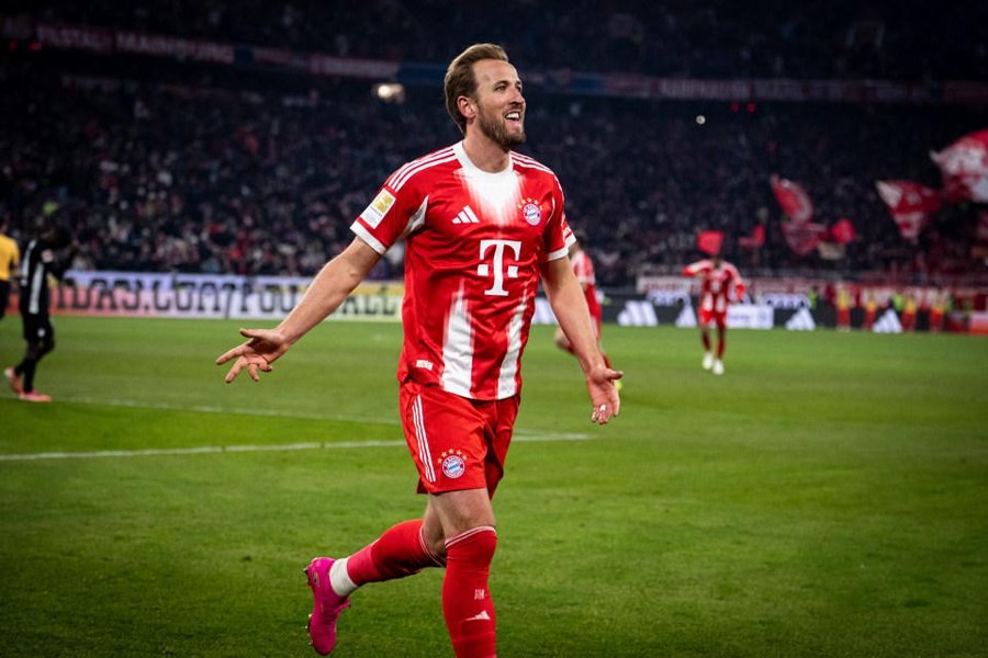 Harry Kane celebrando un gol con el Bayern Munich